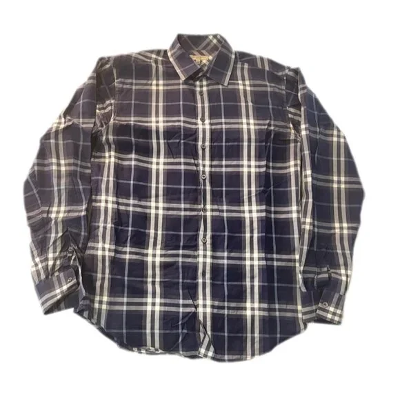 BURBERRY Shirt (M, Navy/Checkered, Cotton) - Picture 2 of 6